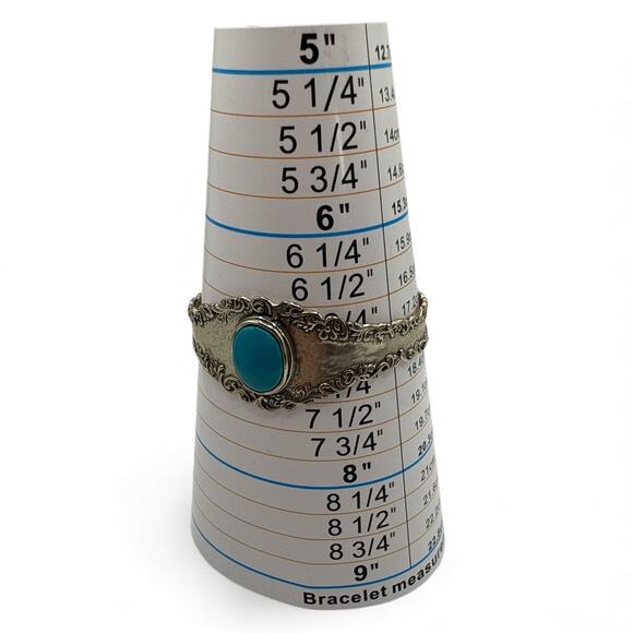 Paz Creations .925 Israel Sterling Silver Turquoise Cuff Bracelet Size 7 - Picture 4 of 6